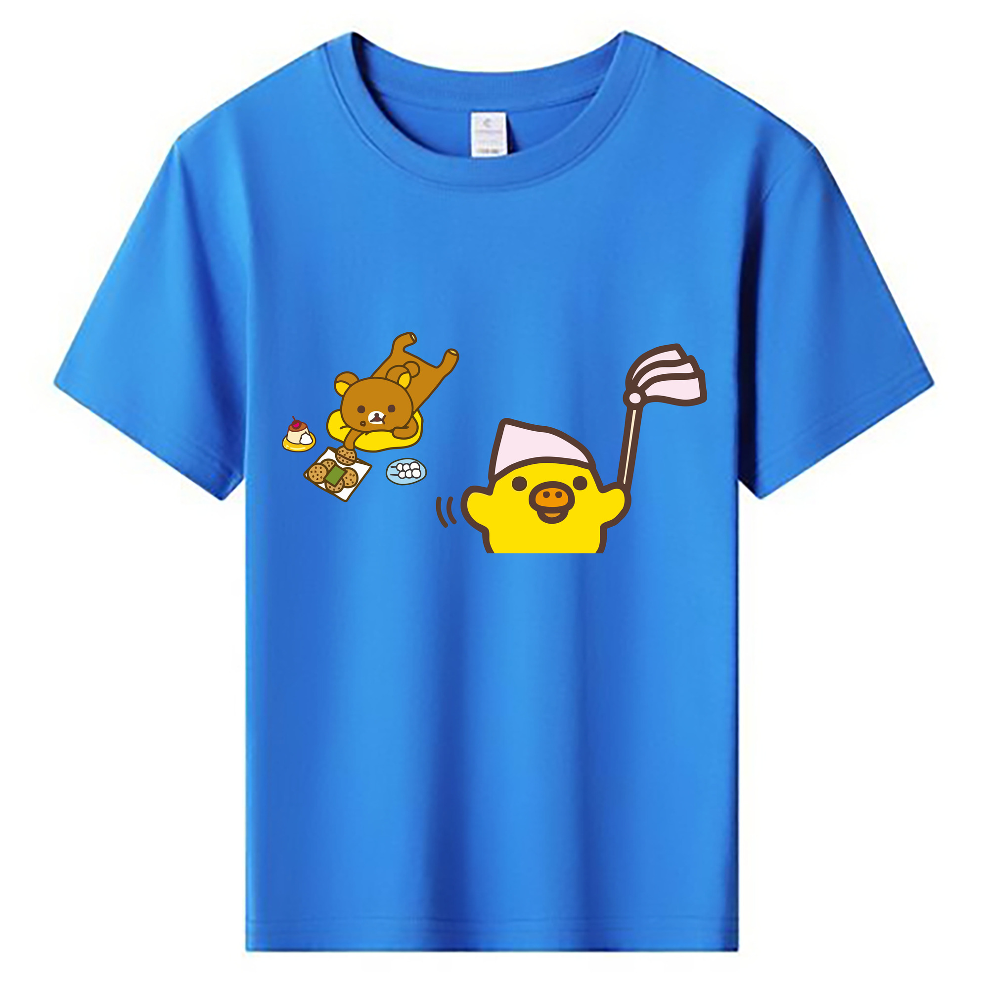 （画像用） リラックマ リラックマ キイロイトリ Rilakkuma Korilakkuma Kiiroitori 綿100％キッズTシャツ（フロントプリント）